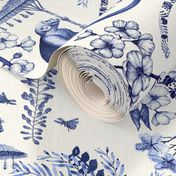 Chinoiserie  - "Whimsy"  -  Blue and White - Large Scale Pattern