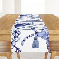 Chinoiserie  - "Whimsy"  -  Blue and White - Large Scale Pattern