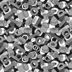 Small Nuts and bolts monochrome gray