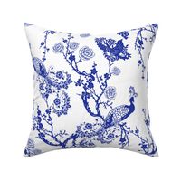 Chinoiserie  - "Peacock" - Blue on White 