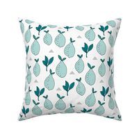 Lemon and lime garden summer fruit cocktail print botanical design mint teal white