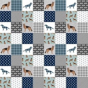 TINY - german shepherd pet quilt b cheater quilt wholecloth collection 1" squares