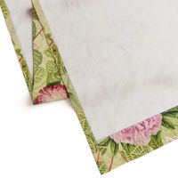 33" Pierre-Joseph-Redoute - Historic pastel Roses and Peonies fabric, green