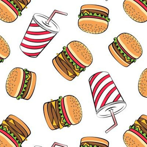 Hamburgers and Milkshakes - foodie - fast food - white -  LAD19