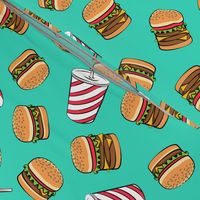 Hamburgers and Milkshakes - foodie - fast food - aqua -  LAD19