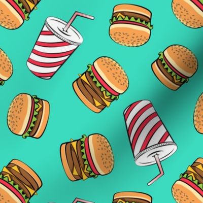 Hamburgers and Milkshakes - foodie - fast food - aqua -  LAD19