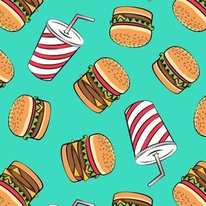 Hamburgers and Milkshakes - foodie - fast food - aqua -  LAD19