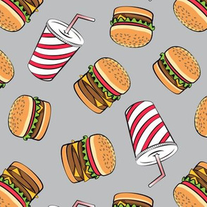 Hamburgers and Milkshakes - foodie - fast food - grey -  LAD19