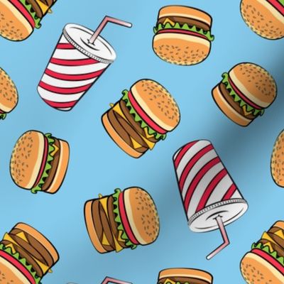 Hamburgers and Milkshakes - foodie - fast food - blue -  LAD19
