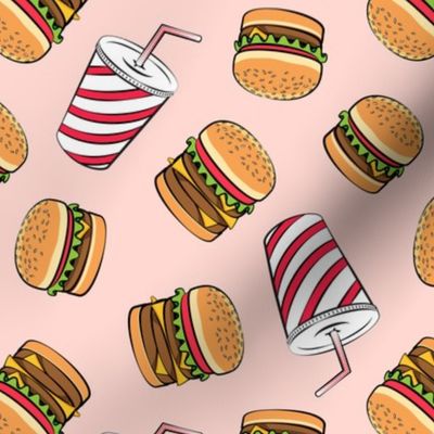 Hamburgers and Milkshakes - foodie - fast food - pink -  LAD19