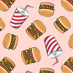 Hamburgers and Milkshakes - foodie - fast food - pink -  LAD19