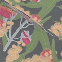 Eucalyptus and Wattle Blossom - Dark Large