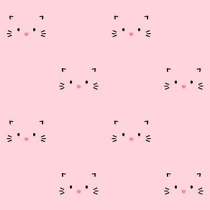 kitty faces minimal 2x pretty pink black on pink :: cats n' kittens