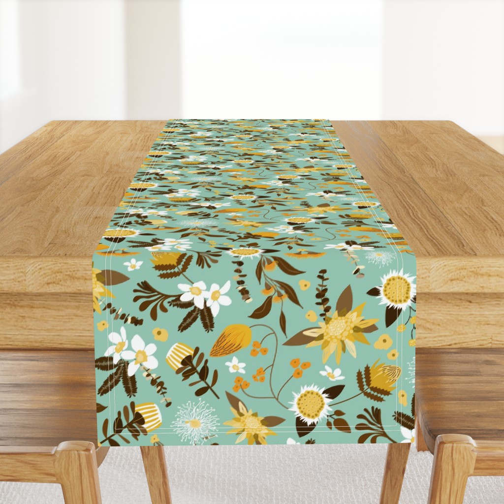 Australian Flora - Teal and Yellow-01