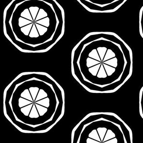 Rolling Octagon Pies of White on Black