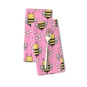 Bees Honeycomb Black&White on Pink 3 inch