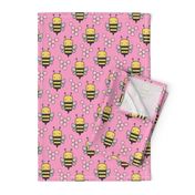 Bees Honeycomb Black&White on Pink 3 inch