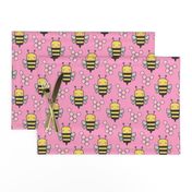 Bees Honeycomb Black&White on Pink 3 inch