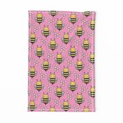 Bees Honeycomb Black&White on Pink 3 inch