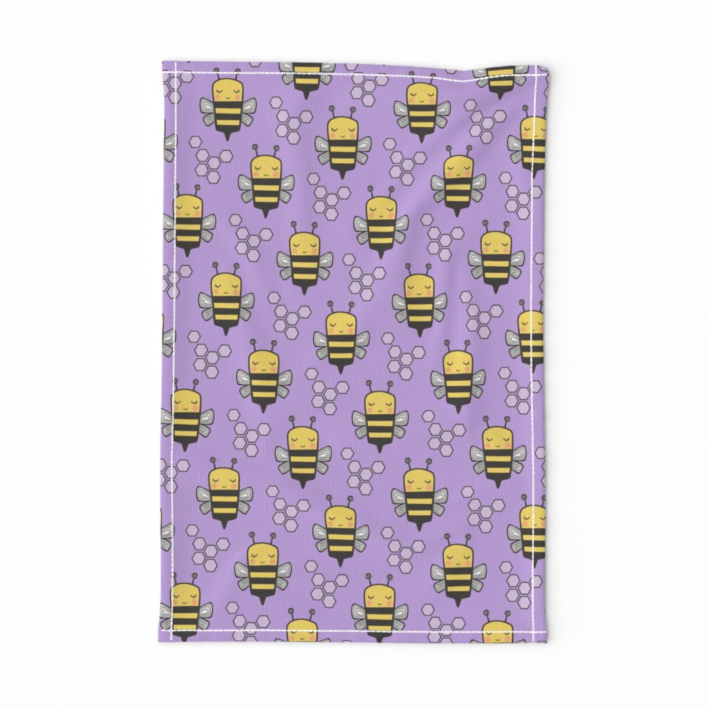 Bees Honeycomb Black&White on Purple 3 inch