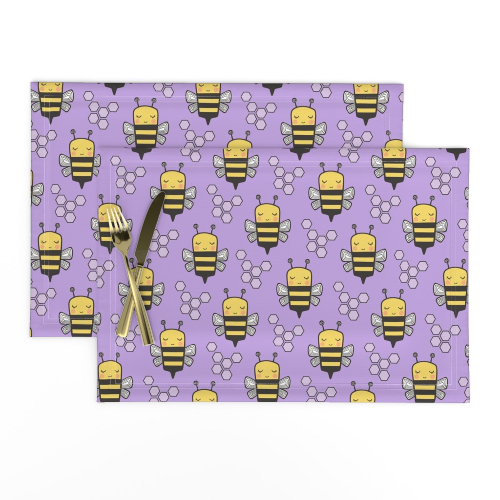 Bees Honeycomb Black&White on Purple 3 inch