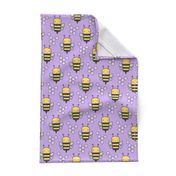 Bees Honeycomb Black&White on Purple 3 inch
