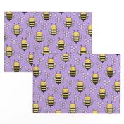 Bees Honeycomb Black&White on Purple 3 inch