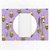 Bees Honeycomb Black&White on Purple 3 inch