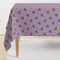 Bees Honeycomb Black&White on Purple 3 inch