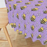 Bees Honeycomb Black&White on Purple 3 inch