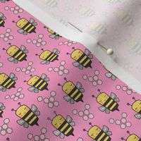 Bees Honeycomb Black&White on Pink O,75 inch