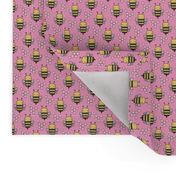 Bees Honeycomb Black&White on Pink O,75 inch