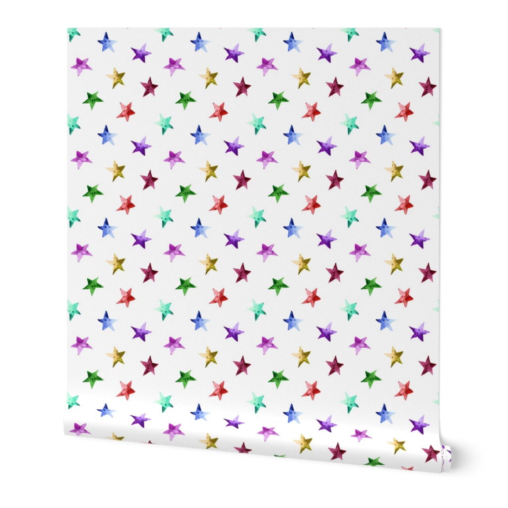 Rainbow watercolor stars || colorful pattern for gender neutral nursery