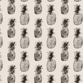 Pineapples on taupe || monochrome fruit pattern
