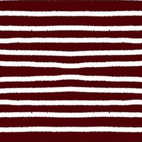 Sketchy Stripes // White on Maroon Red 