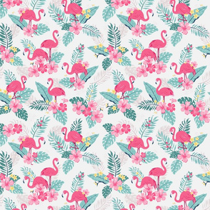 Tropical Flamingos - grey - small