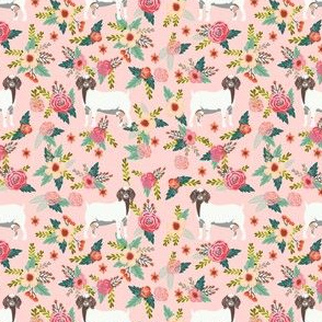 boer goat floral fabric - goat fabric, goat floral fabric, boer goat, cute farm animals fabric, farm animals fabric, animal fabric - pink