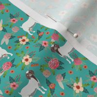 boer goat floral fabric - goat fabric, goat floral fabric, boer goat, cute farm animals fabric, farm animals fabric, animal fabric - blue