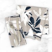 Faux screen printed Banksia on natural linen look || Australiana