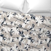 Faux screen printed Banksia on natural linen look || Australiana