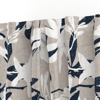 Faux screen printed Banksia on natural linen look || Australiana