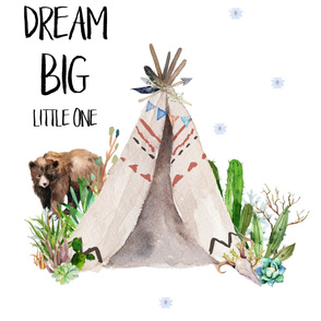 27"x36"  Boys Aztec Teepee with Quote Dream Big