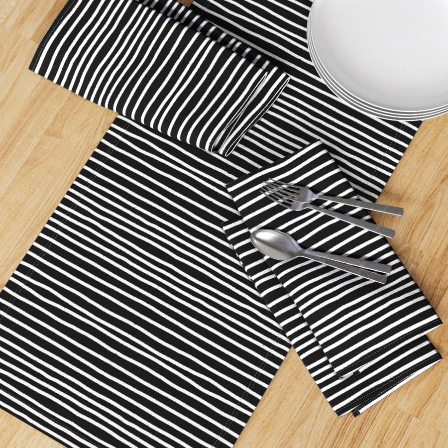 Sketchy Stripes // White on Black 