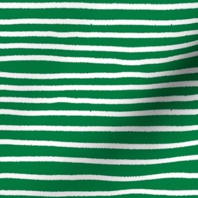 Sketchy Stripes // White on Kelly Green