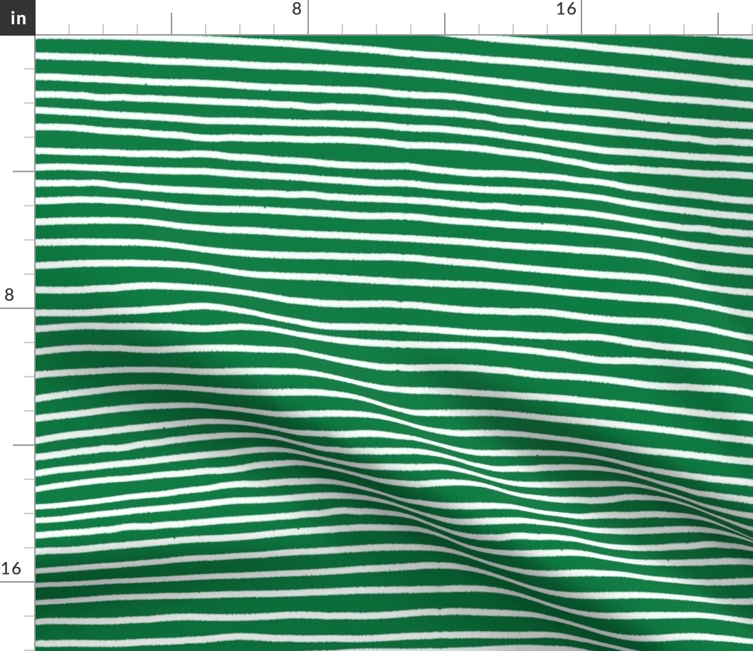 Sketchy Stripes // White on Kelly Green