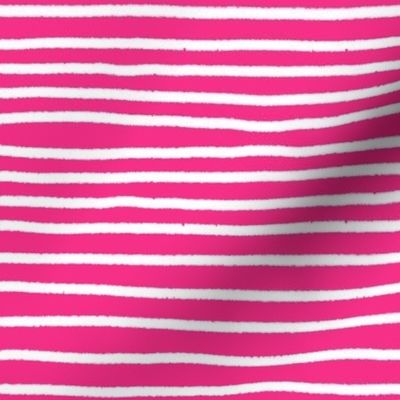 Sketchy Stripes // White on Hot Pink
