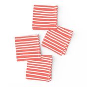 Sketchy Stripes // White on Living Coral