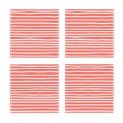 Sketchy Stripes // White on Living Coral