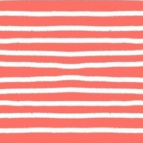 Sketchy Stripes // White on Living Coral