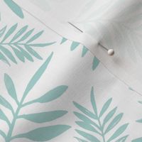 Botanical watercolor garden palm leaves summer beach monochrome mint green pastel